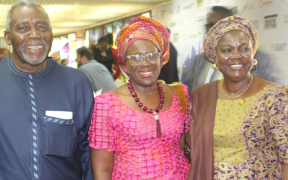 Veteran Actor Olu Jacobs, Joke Silva and Acting HON Commissioner for Tourism, Arts and Culture at the British Council sponsored Lagos Theater Festival Symposium